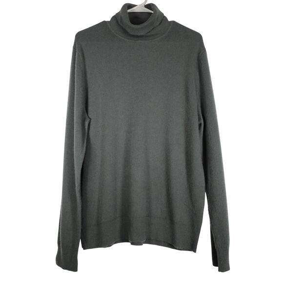 GUC Quince Women's Moss Green Mongolian Cashmere Turtleneck Sweater Large 3526 - Picture 1 of 8